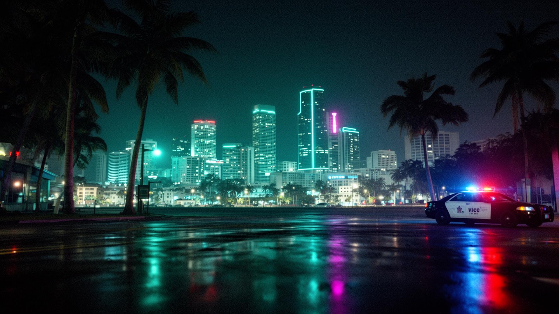 Neon Skyline bei Nacht